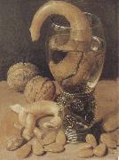 Georg Flegel Style life with wine glass and pretzel Spain oil painting reproduction